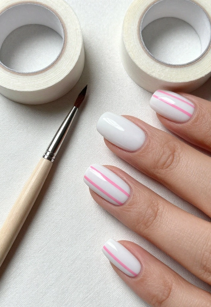 11 DIY Pink and White Nails That Are So Simple, You'll Want to Do Them All! - 8. Minimalist Stripes 1