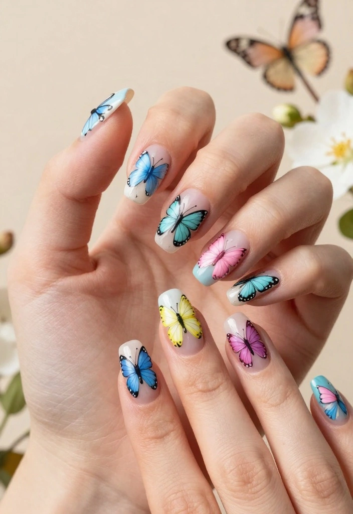11 Stunning Nail Spring Designs You Need to Try This Season (You Won't Believe #6!) - 4. Butterfly Bliss 1