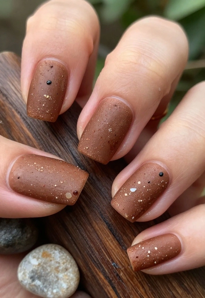 11 Unique Brown Almond Nails That Will Inspire Your Next Manicure (Don't Miss #2!) - 4. Rustic Textured Finish 1