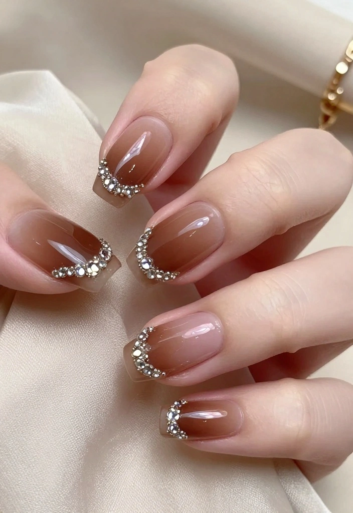 11 Unique Brown Almond Nails That Will Inspire Your Next Manicure (Don't Miss #2!) - 8. Dainty Gems 1