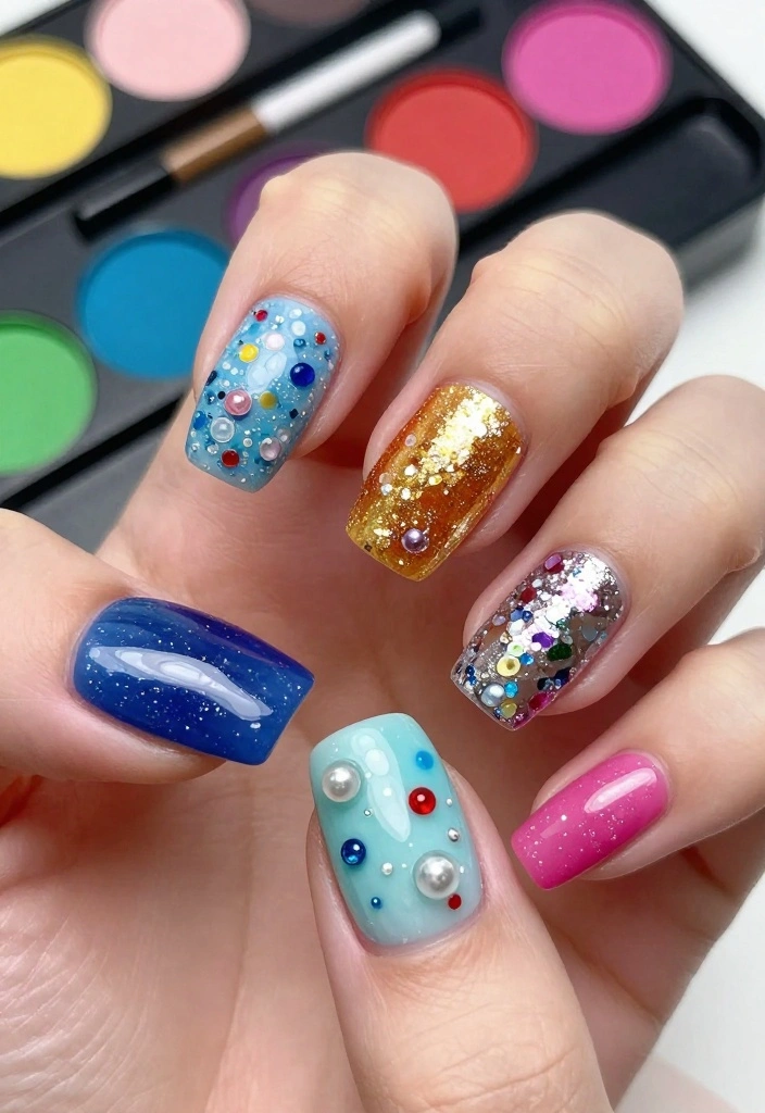 12 Bubble Nail Inspirations That Will Make You Want to Try Them ASAP! - 11. Mixed Media Bubble Nails 1