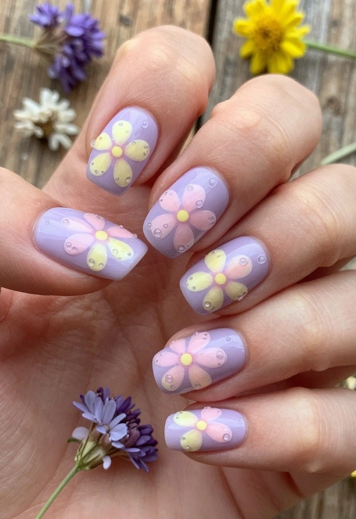 12 Bubble Nail Inspirations That Will Make You Want to Try Them ASAP! - 6. Floral Bubble Nails 1