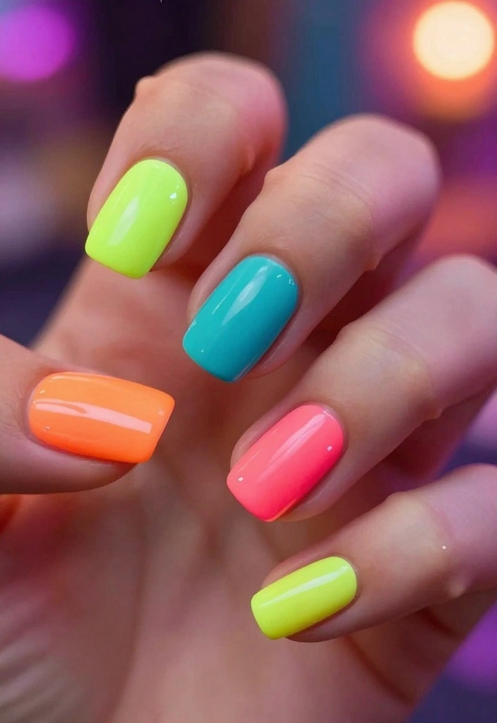 12 DIY Natural Acrylic Nails That Will Blow Your Mind (And Your Friends' Too!) - 10. Neon Nights 1