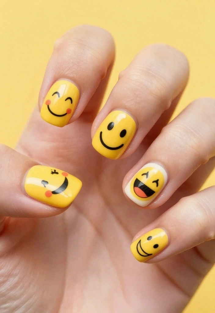 12 DIY Natural Acrylic Nails That Will Blow Your Mind (And Your Friends' Too!) - 12. Custom Emoji Nails 1