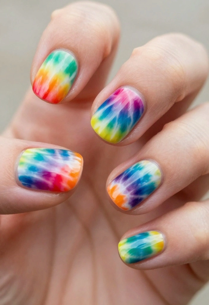 12 DIY Natural Acrylic Nails That Will Blow Your Mind (And Your Friends' Too!) - 7. Tie-Dye Delight 1