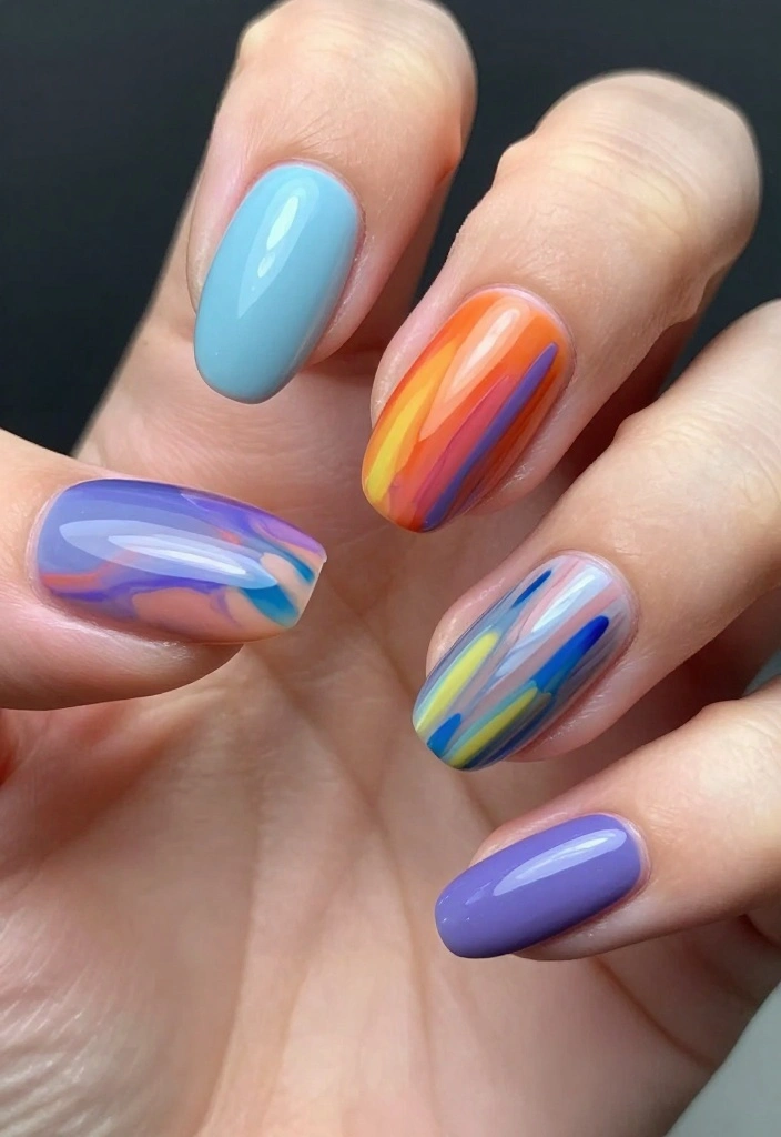 12 DIY Natural Almond Nail Art Tutorials You Can’t Afford to Miss! - 11. Artistic Brush Strokes 1