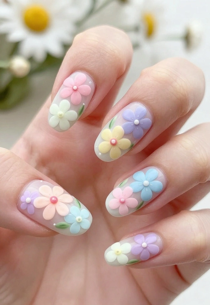 12 DIY Natural Almond Nail Art Tutorials You Can’t Afford to Miss! - 3. Floral Accents 1