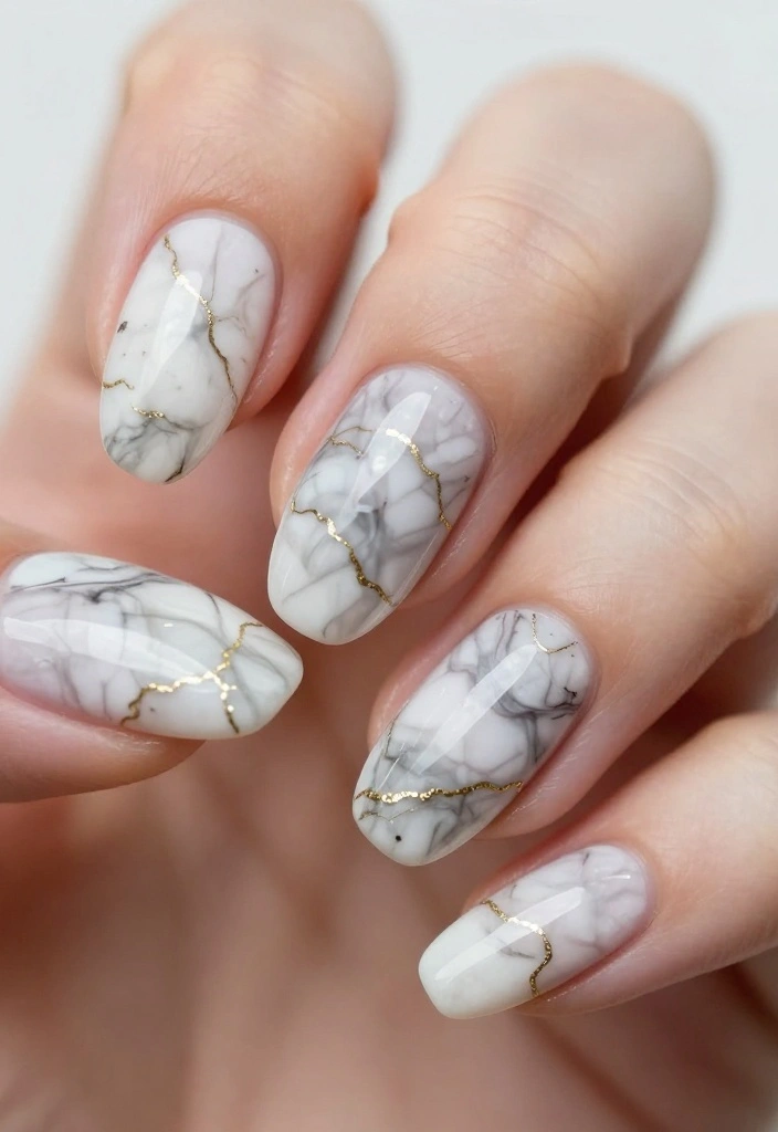 12 DIY Natural Almond Nail Art Tutorials You Can’t Afford to Miss! - 5. Marble Effect 1