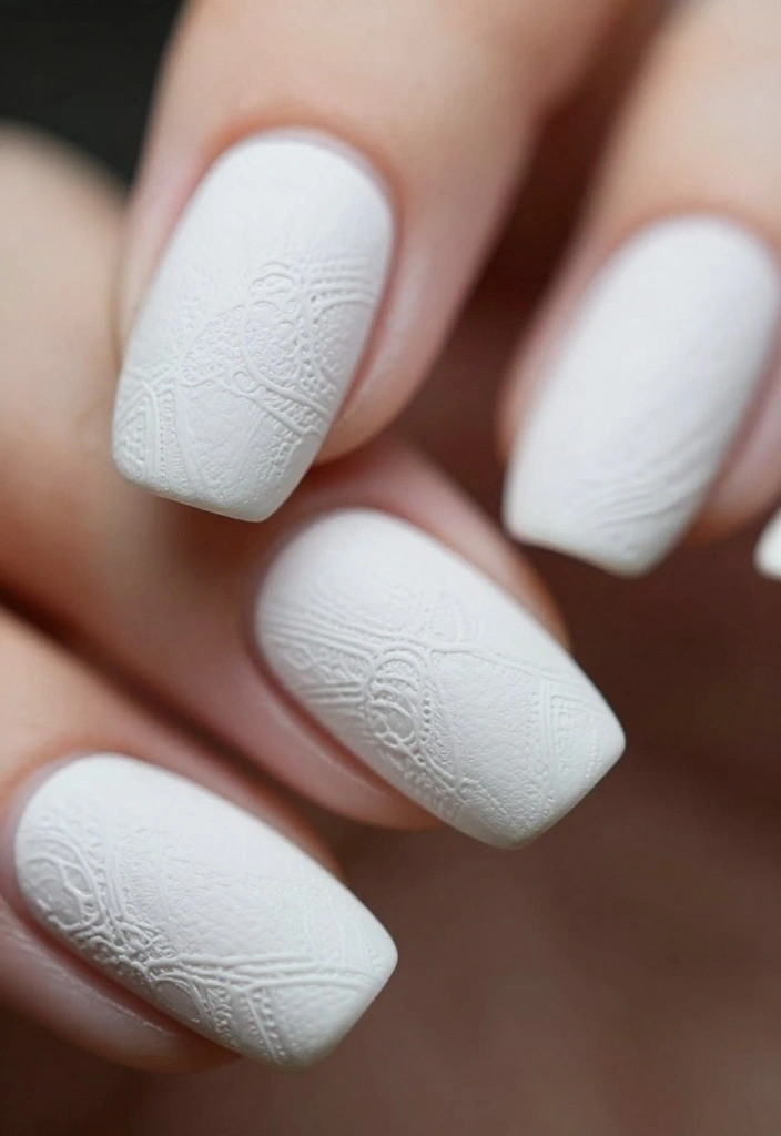 12 Elegant White Nail Art Designs to Elevate Your Look! - 6. Textured Matte Finish 1