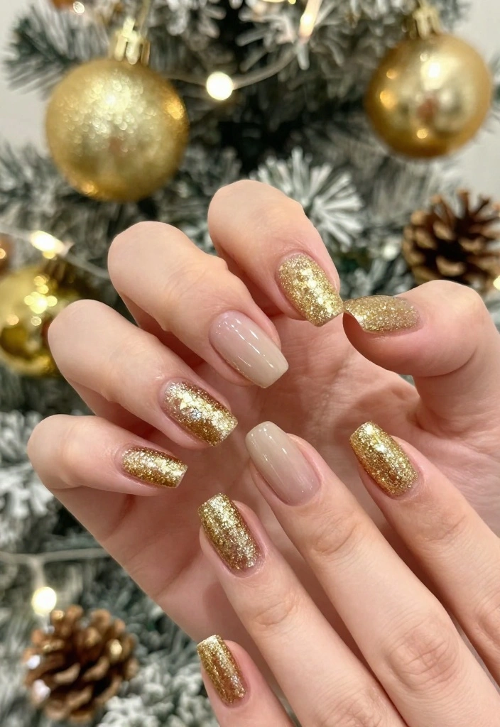 12 Festive Christmas French Tip Nails That Will Steal the Show at Any Holiday Party! - 2. Glittery Gold Tips 1
