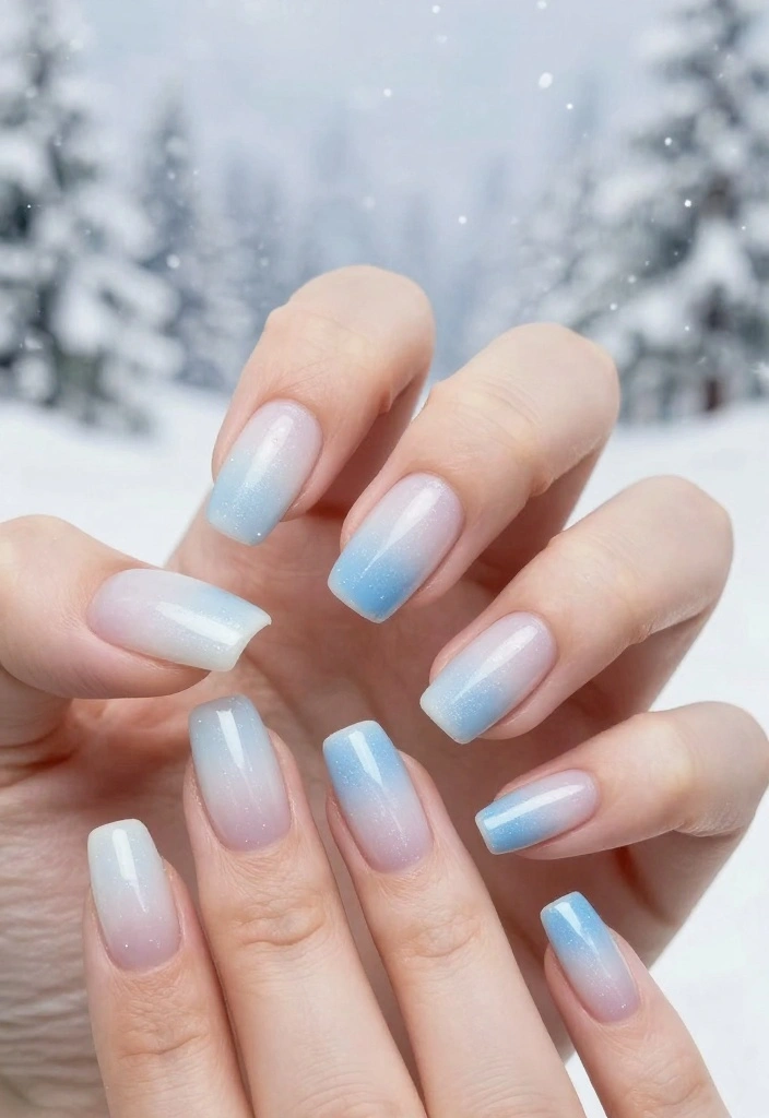12 Festive Christmas French Tip Nails That Will Steal the Show at Any Holiday Party! - 7. Winter Wonderland Ombre 1