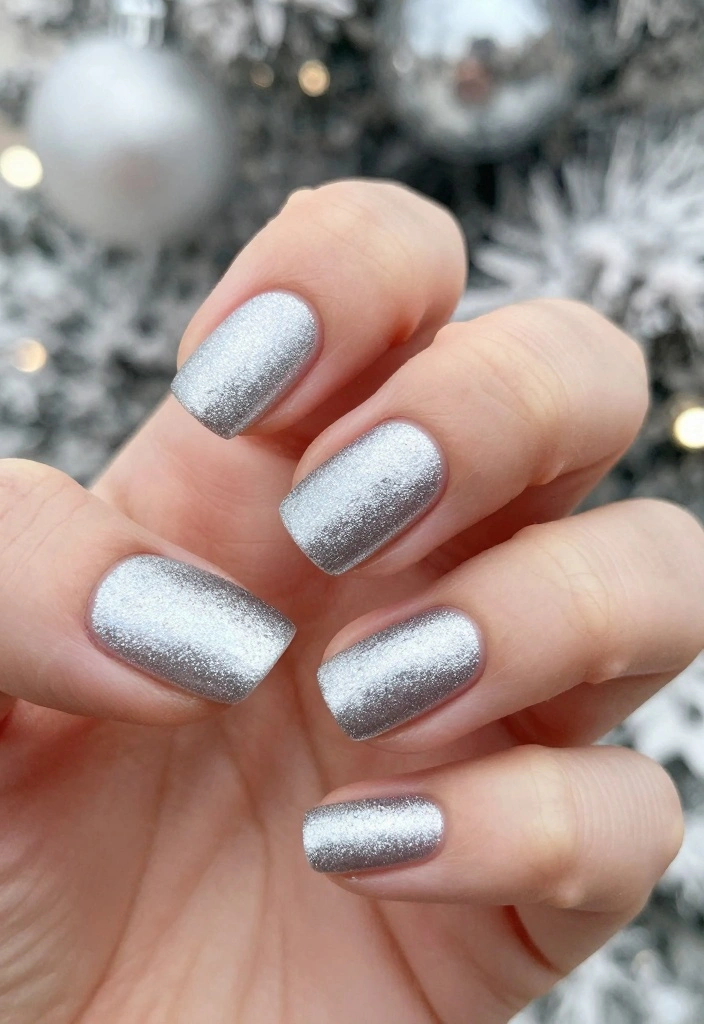 12 Festive Christmas French Tip Nails That Will Steal the Show at Any Holiday Party! - 9. Frosted Silver Tips 1