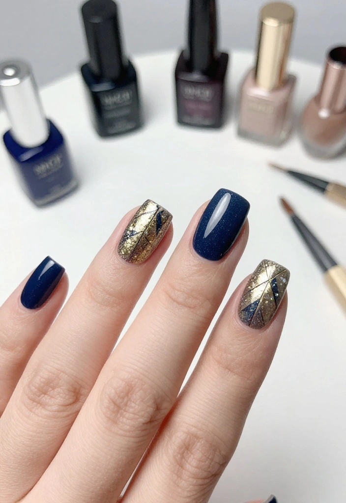 12 Festive Trendy Nail Art Ideas That Will Dazzle Your Friends! - 4. Geometric Glitter Patterns 1