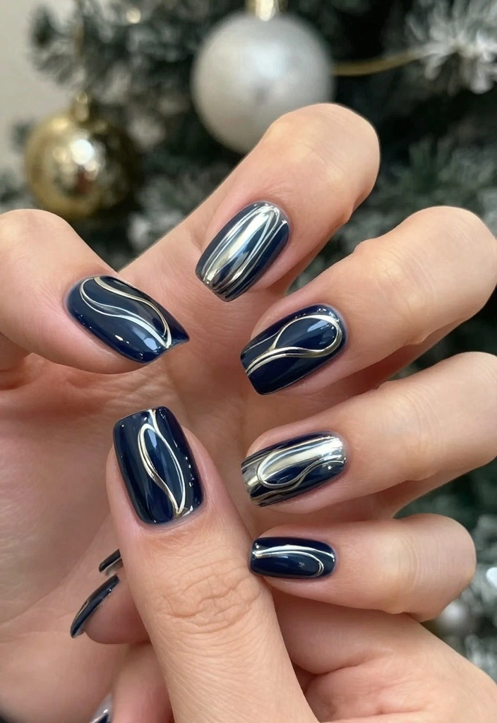 12 Festive Trendy Nail Art Ideas That Will Dazzle Your Friends! - 7. Elegant Metallic Swirls 1