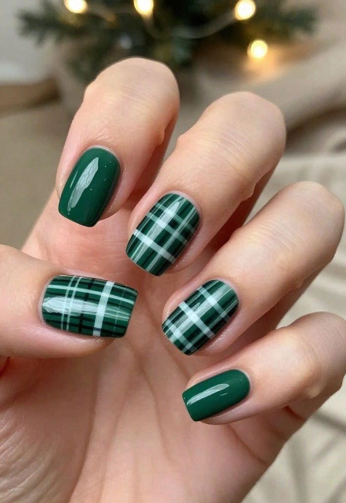 12 Festive Trendy Nail Art Ideas That Will Dazzle Your Friends! - 9. Retro Holiday Plaid 1