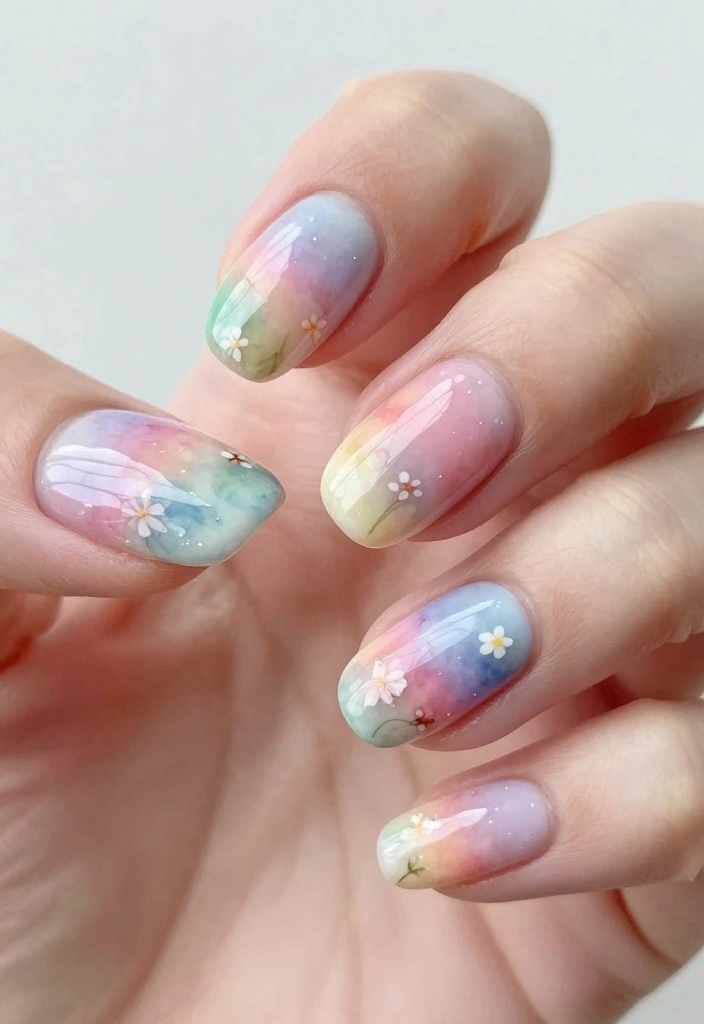 12 Gorgeous Flower Nail Art Ideas to Bring Spring to Your Fingertips! - 7. Floral Watercolor Effect 1