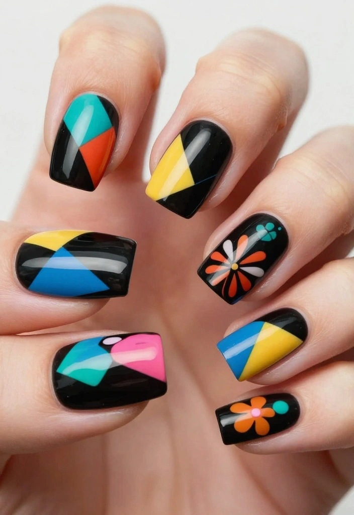 12 Gorgeous Flower Nail Art Ideas to Bring Spring to Your Fingertips! - 8. Geometric Floral Patterns 1