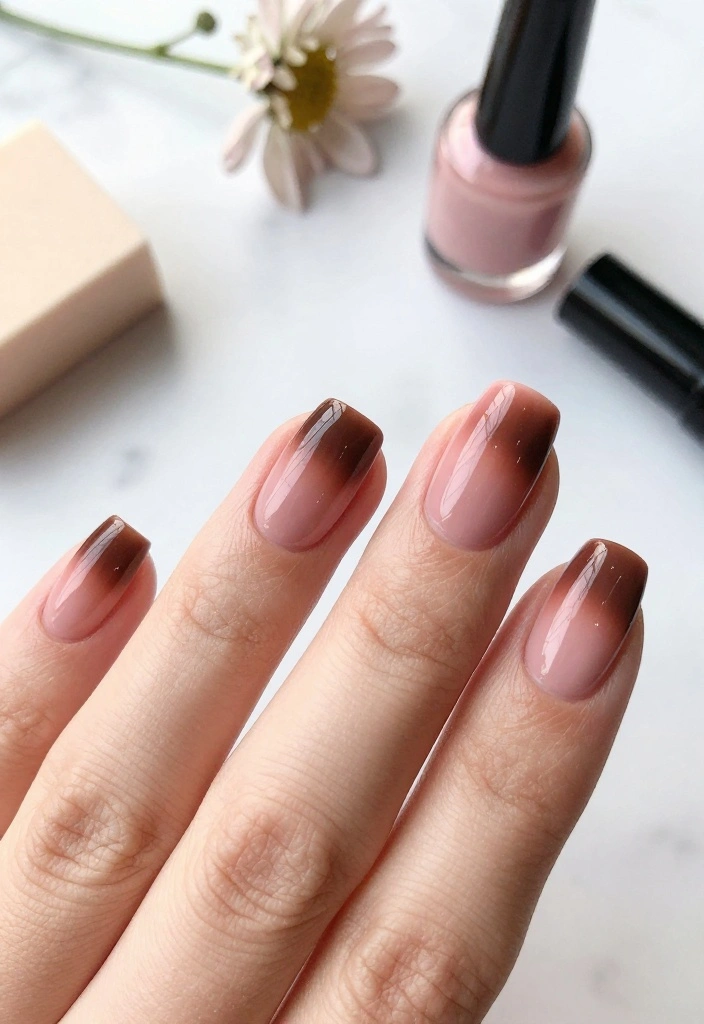 12 Gorgeous Pink and Brown Nail Ideas You Need to Try Right Now! - 1. Classic Pink and Brown Ombre 1