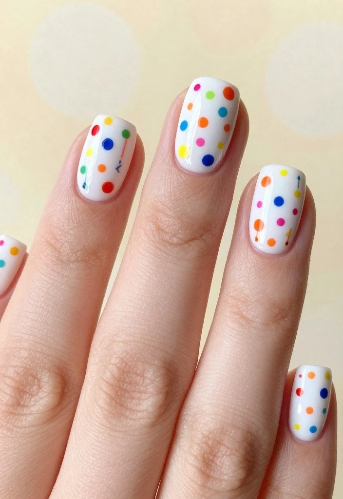 12 Inspiration for Gorgeous White Winter Nails All Season Long! - 11. White with Dots and Lines 1
