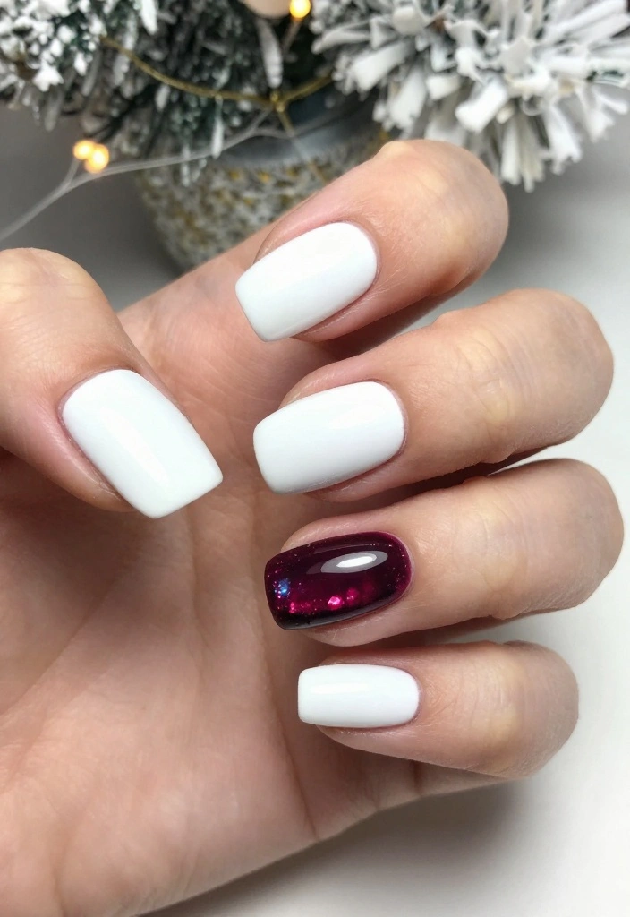 12 Inspiration for Gorgeous White Winter Nails All Season Long! - 9. White with Jewel Tones 1