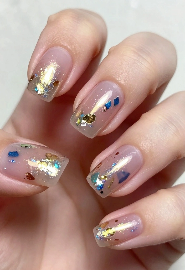 12 Must-Try Transparent Nail Styles That Are Taking Over Fashion This Season! - 6. Transparent Nail Foils 1