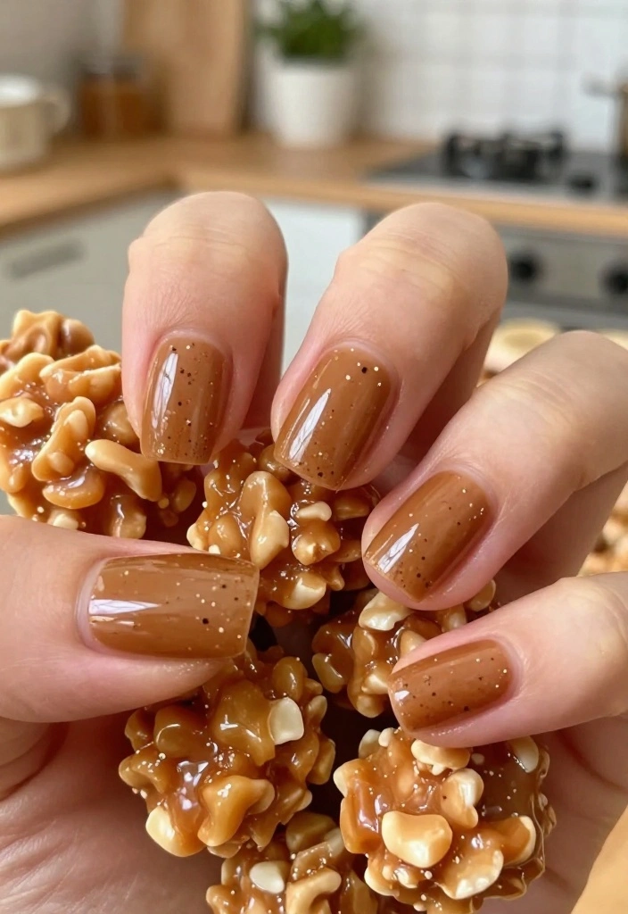 12 Perfect Coffee Chrome Nails at Home ☕ - 7. Nutty Caramel Chips 1