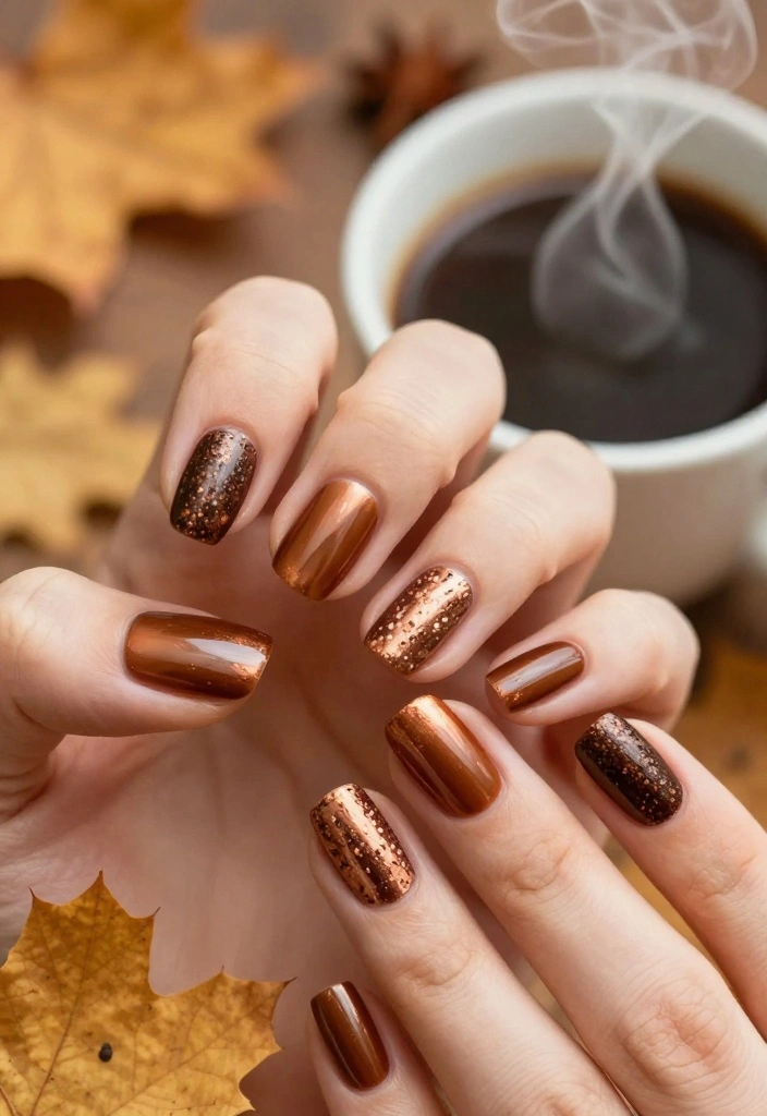 12 Perfect Coffee Chrome Nails at Home ☕ - 8. Spiced Coffee Flair 1