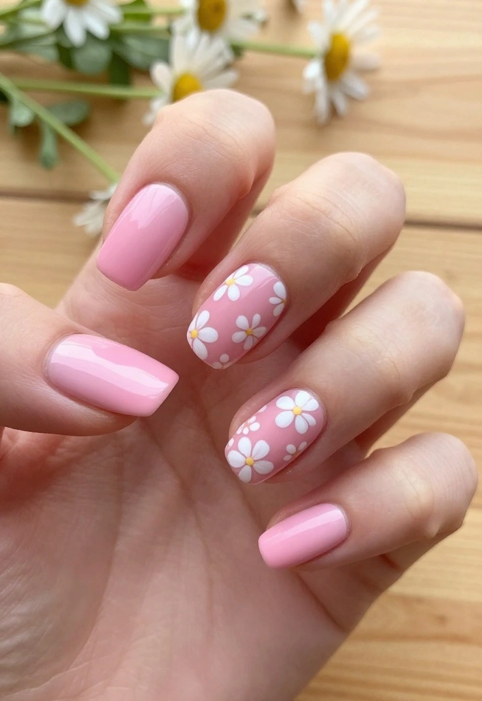 12 Pink Tip Nails That Are Not Just Pretty, but Healthy Too! - 4. Floral Pink Tips 1