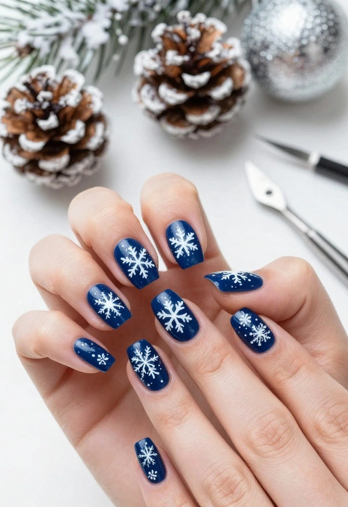 12 Simple Winter Nails Ideas: Stamping and Painting for Beginners! - 1. Snowy Night Stamping 1