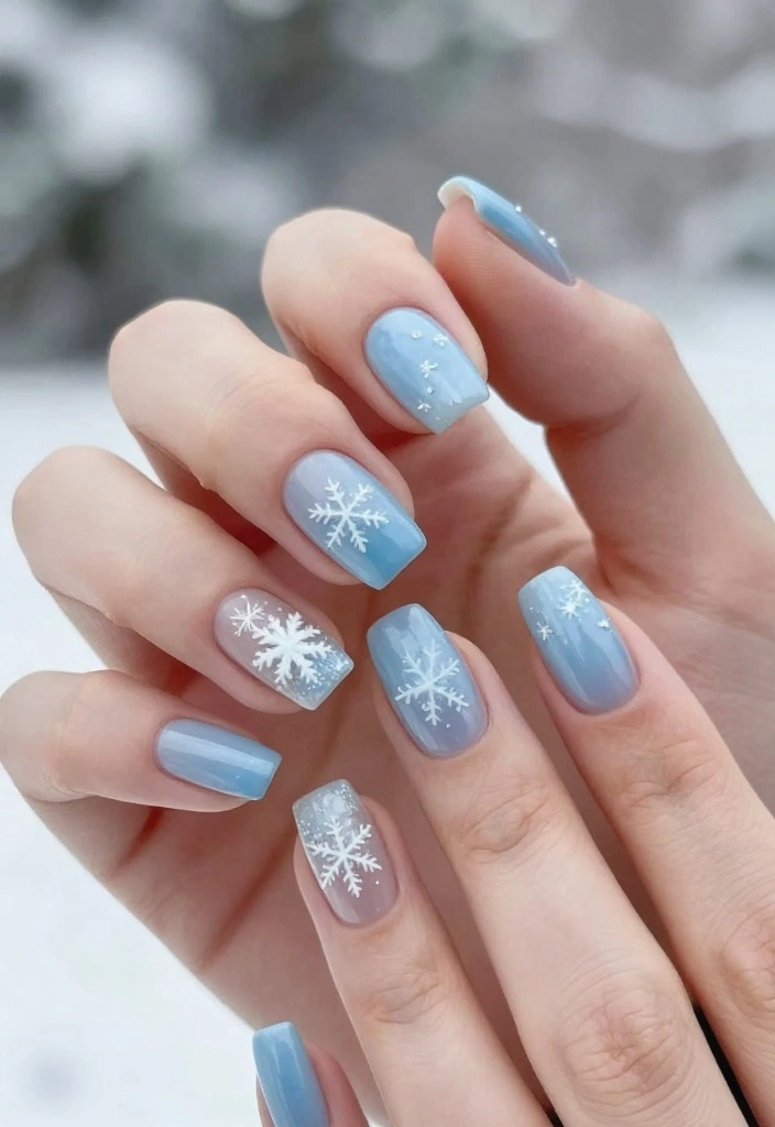12 Simple Winter Nails Ideas: Stamping and Painting for Beginners! - 11. Icy Blue French Tips 1