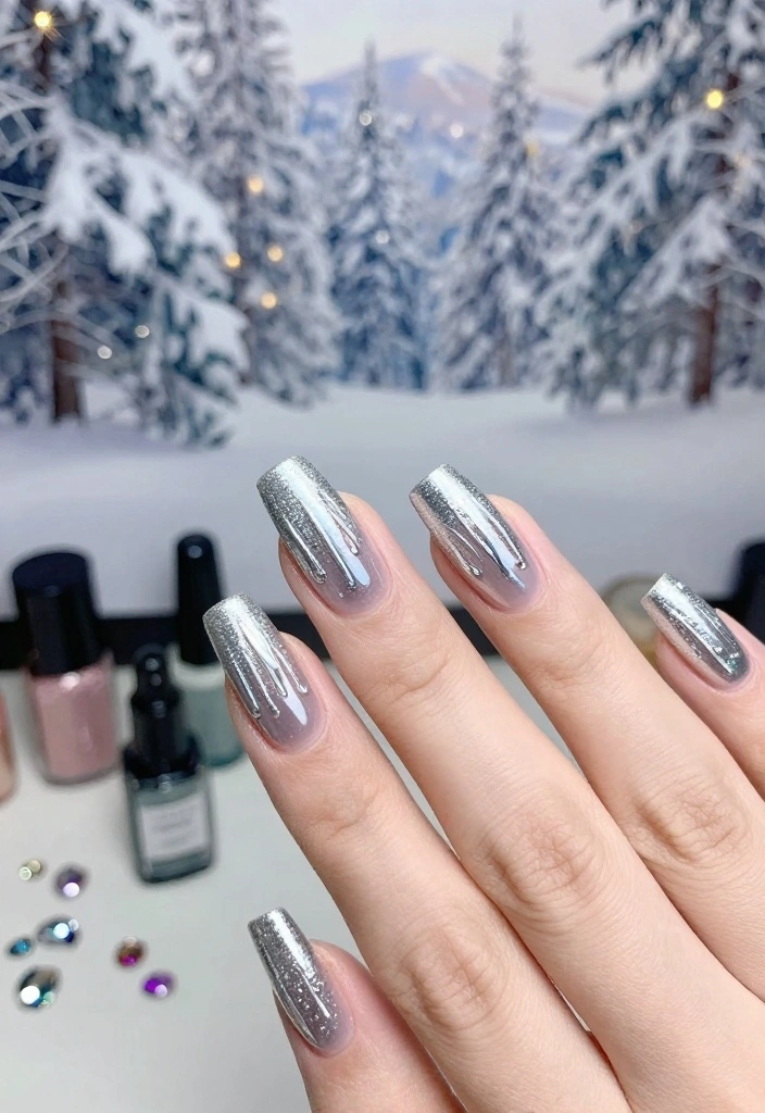 12 Simple Winter Nails Ideas: Stamping and Painting for Beginners! - 3. Glittering Icicles 1