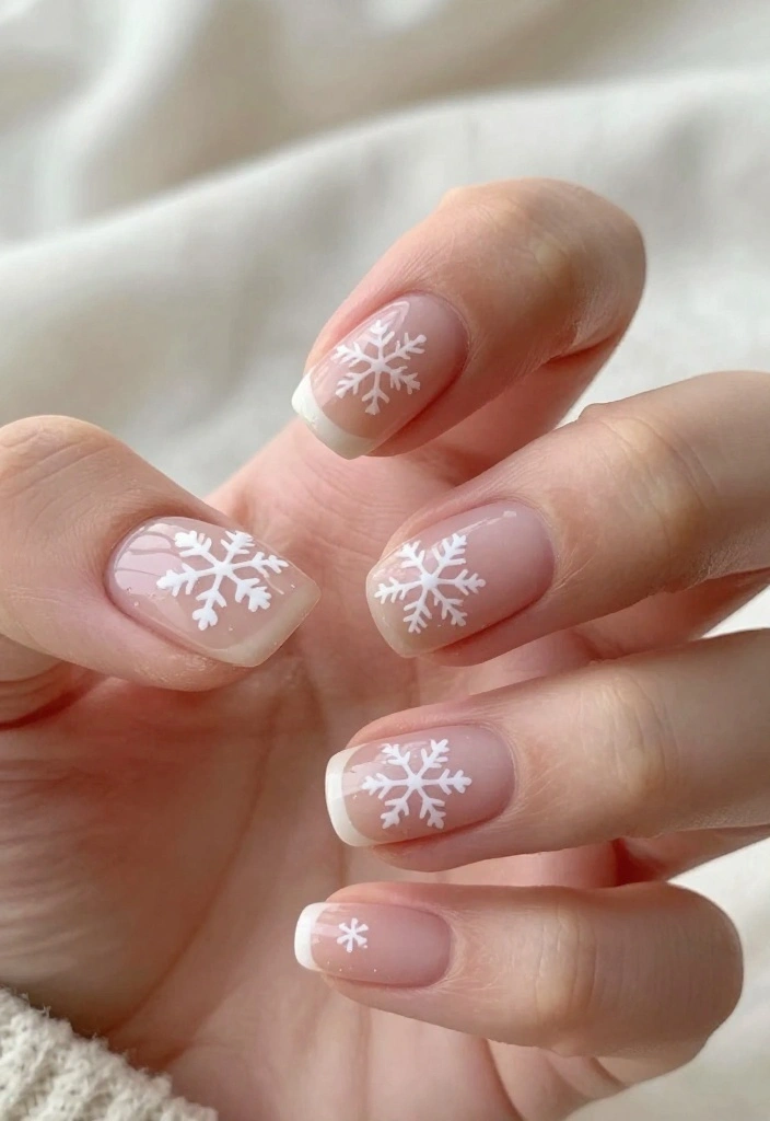 12 Simple Winter Nails Ideas: Stamping and Painting for Beginners! - 7. Minimalist Snowflake Design 1