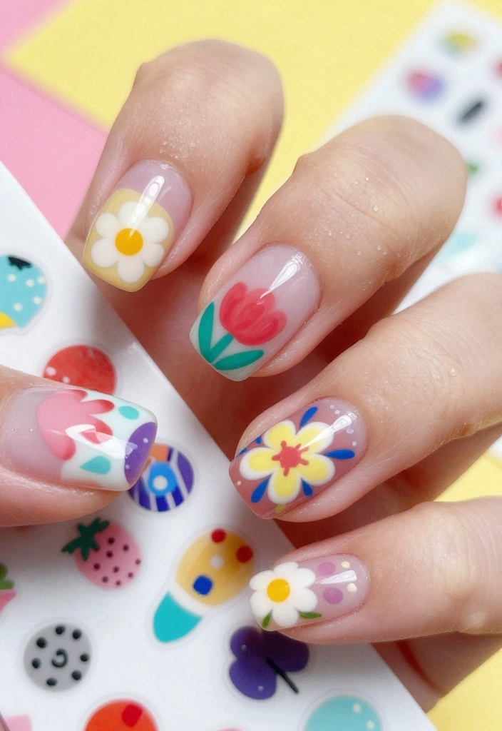 12 Stunning Painted Nail Ideas That Are Both Healthy and Gorgeous - 12. Nail Art Stickers 1