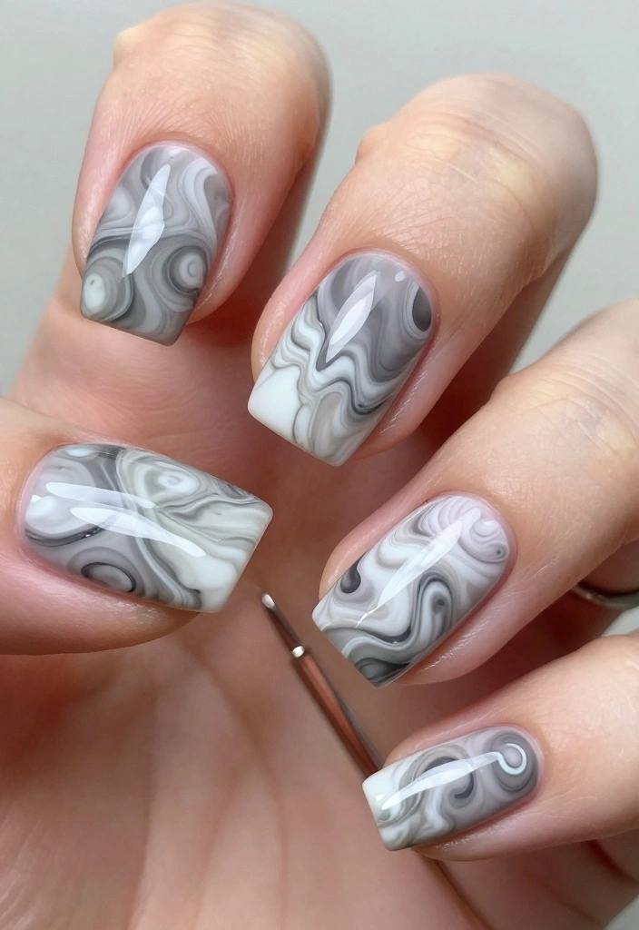12 Stunning Painted Nail Ideas That Are Both Healthy and Gorgeous - 5. Marble Magic 1