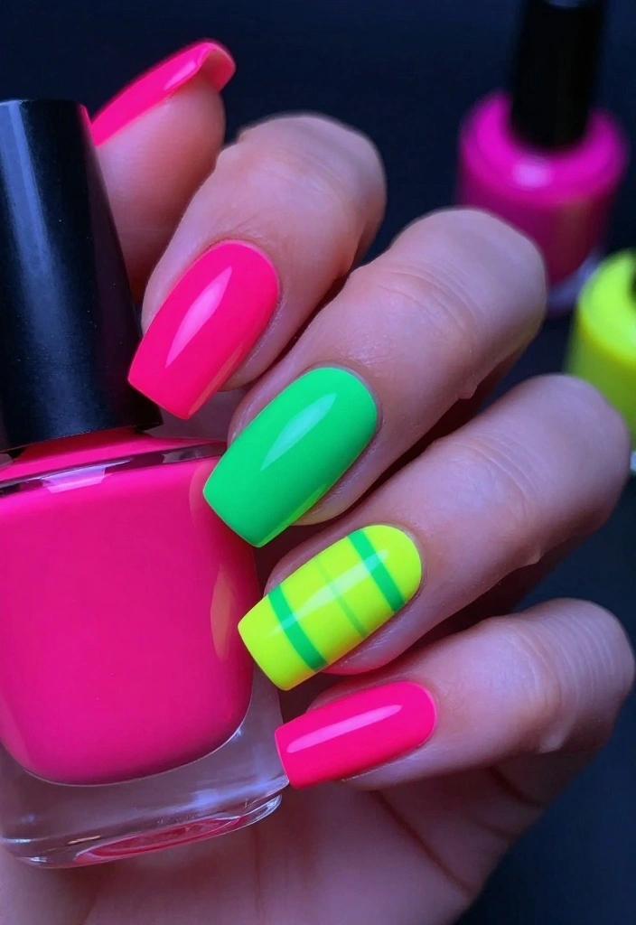 12 Stunning Painted Nail Ideas That Are Both Healthy and Gorgeous - 6. Neon Nights 1