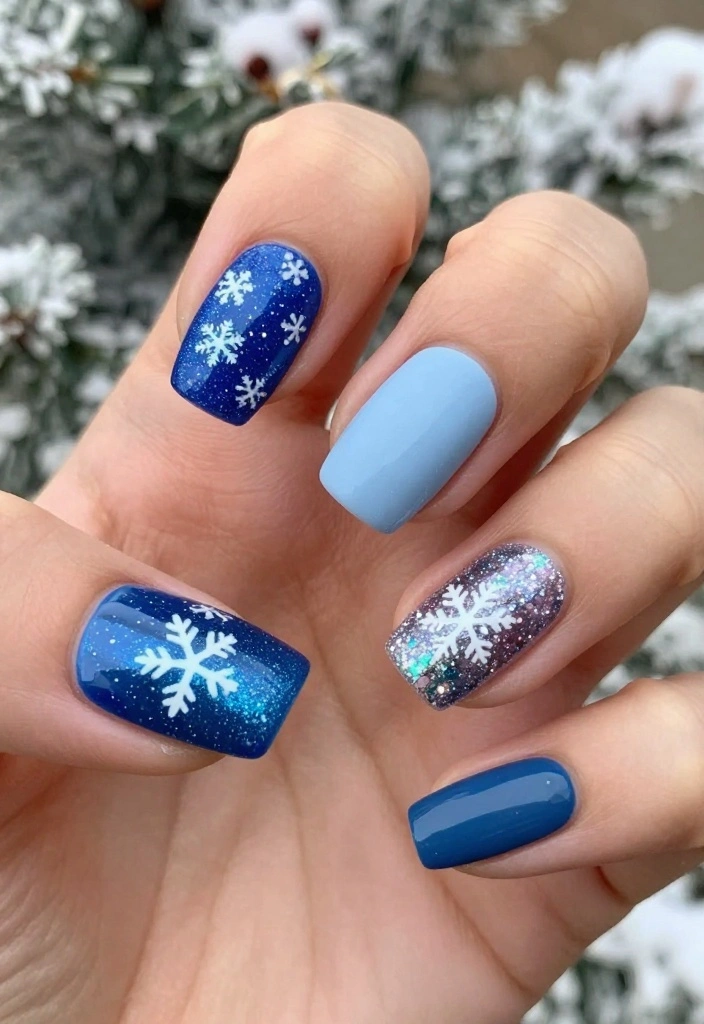 12 Stunning Snowflake Nail Art Ideas You Need to Try This Winter (You Won't Believe #5!) - 11. Mixed Media Snowflakes 1