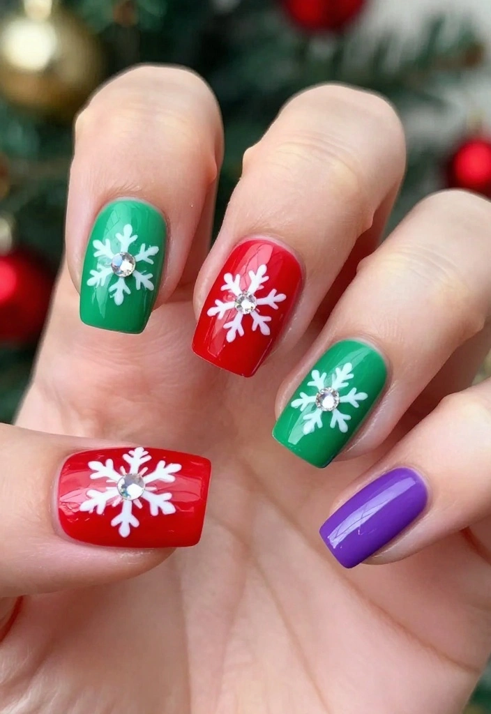 12 Stunning Snowflake Nail Art Ideas You Need to Try This Winter (You Won't Believe #5!) - 4. Bold and Bright 1