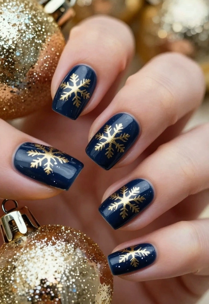 12 Stunning Snowflake Nail Art Ideas You Need to Try This Winter (You Won't Believe #5!) - 6. A Touch of Gold 1