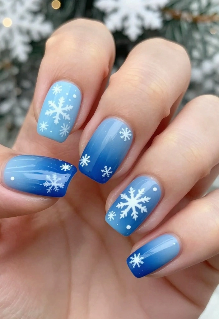 12 Stunning Snowflake Nail Art Ideas You Need to Try This Winter (You Won't Believe #5!) - 7. Ombre Snowflakes 1