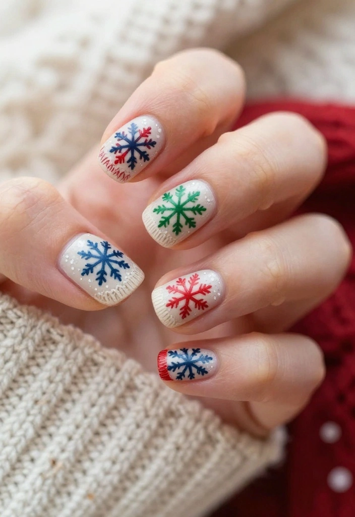 12 Stunning Snowflake Nail Art Ideas You Need to Try This Winter (You Won't Believe #5!) - 8. Holiday Sweater Design 1