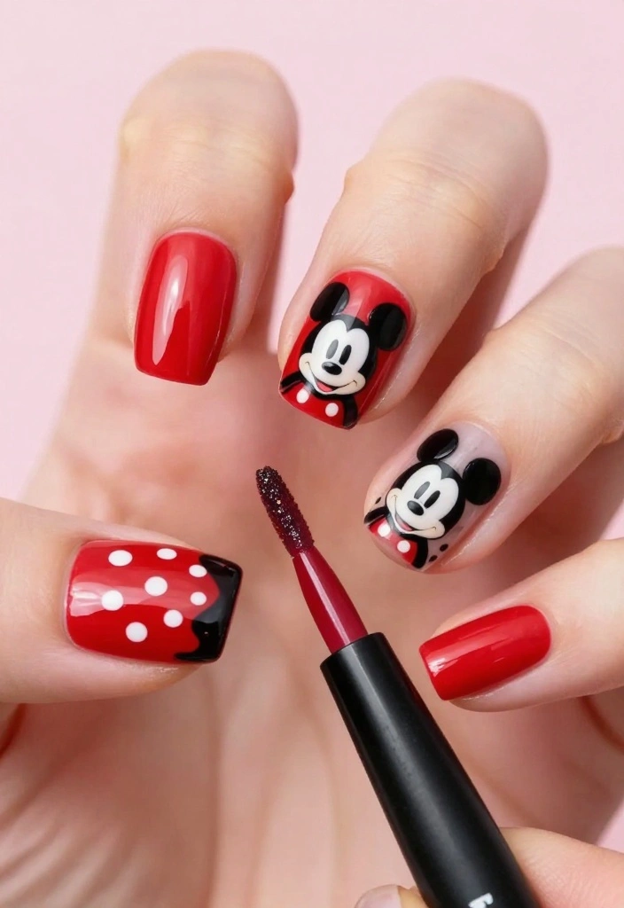 12 Trendy Disney Nail Designs That Will Leave Everyone in Awe (Don’t Miss #3!) - 1. Mickey Mouse Magic 1