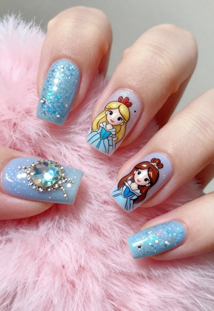 12 Trendy Disney Nail Designs That Will Leave Everyone in Awe (Don’t Miss #3!) - 2. Princess Glam 1
