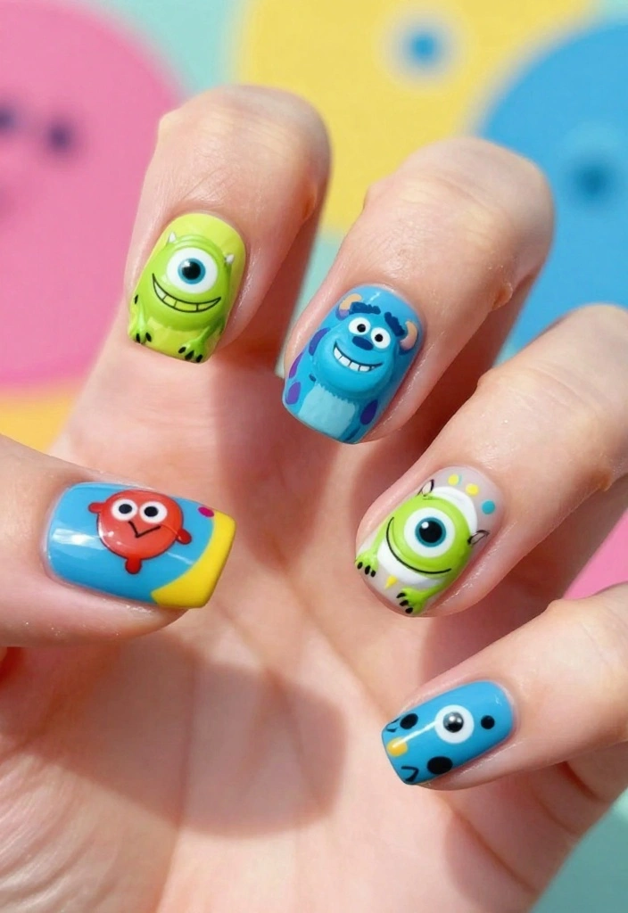 12 Trendy Disney Nail Designs That Will Leave Everyone in Awe (Don’t Miss #3!) - 5. Pixar Playtime 1