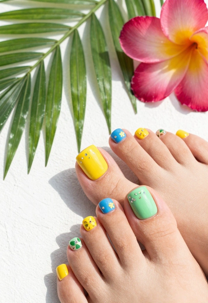 13 Acrylic Toe Nail Designs That'll Make Your Day! - 1. Tropical Paradise 1