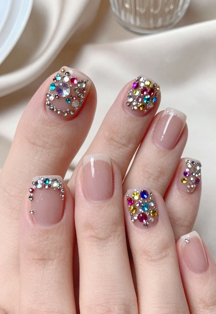 13 Acrylic Toe Nail Designs That'll Make Your Day! - 11. Gemstone Elegance 1