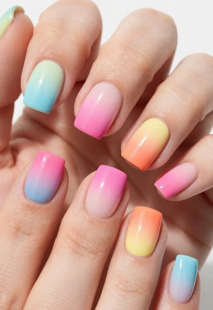 13 Acrylic Toe Nail Designs That'll Make Your Day! - 13. Colorful Ombre 1