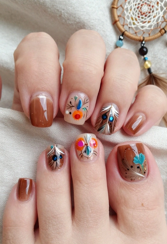 13 Acrylic Toe Nail Designs That'll Make Your Day! - 6. Boho Chic 1