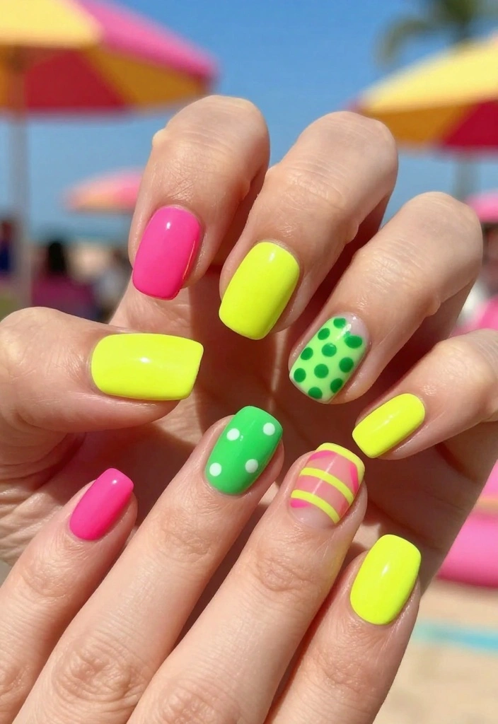 13 Acrylic Toe Nail Designs That'll Make Your Day! - 8. Neon Dreams 1