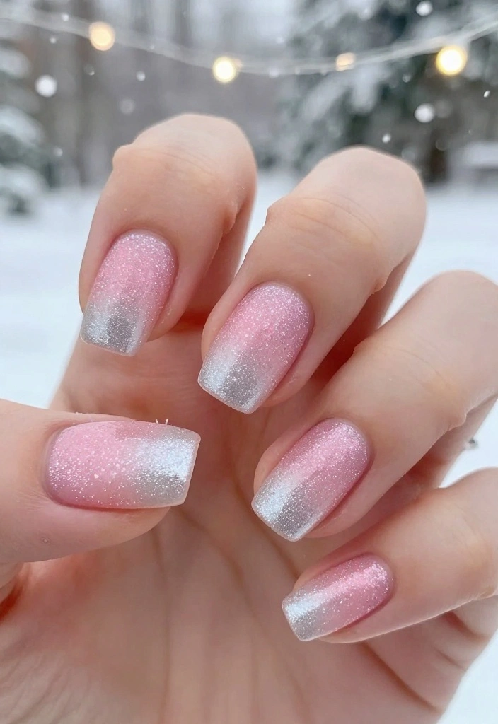 13 Adorable Pink Holiday Nail Designs You Won't Believe Exist! - 1. Frosted Pink Glitter Glam 1