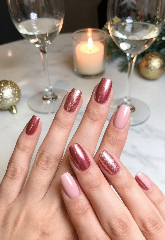 13 Adorable Pink Holiday Nail Designs You Won't Believe Exist! - 4. Rose Gold & Pink Elegance 1